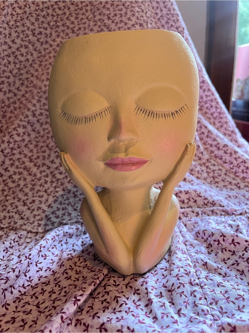 Girl Head Sculpture Vase or Flower Pot